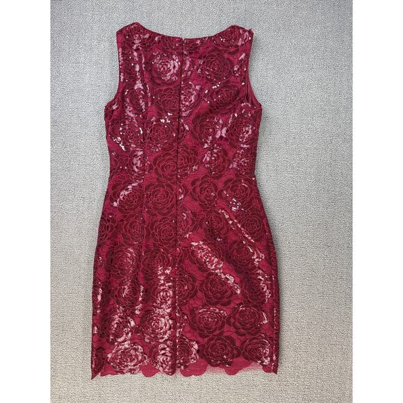 Aiden by Aiden Mattox Dress Floral Lace Sequin Mini Red Rose Size 8 - Picture 2 of 8